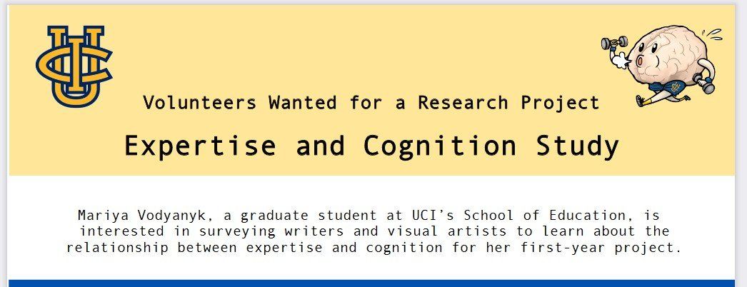 Volunteers wanted for a research project expertise and cognition study