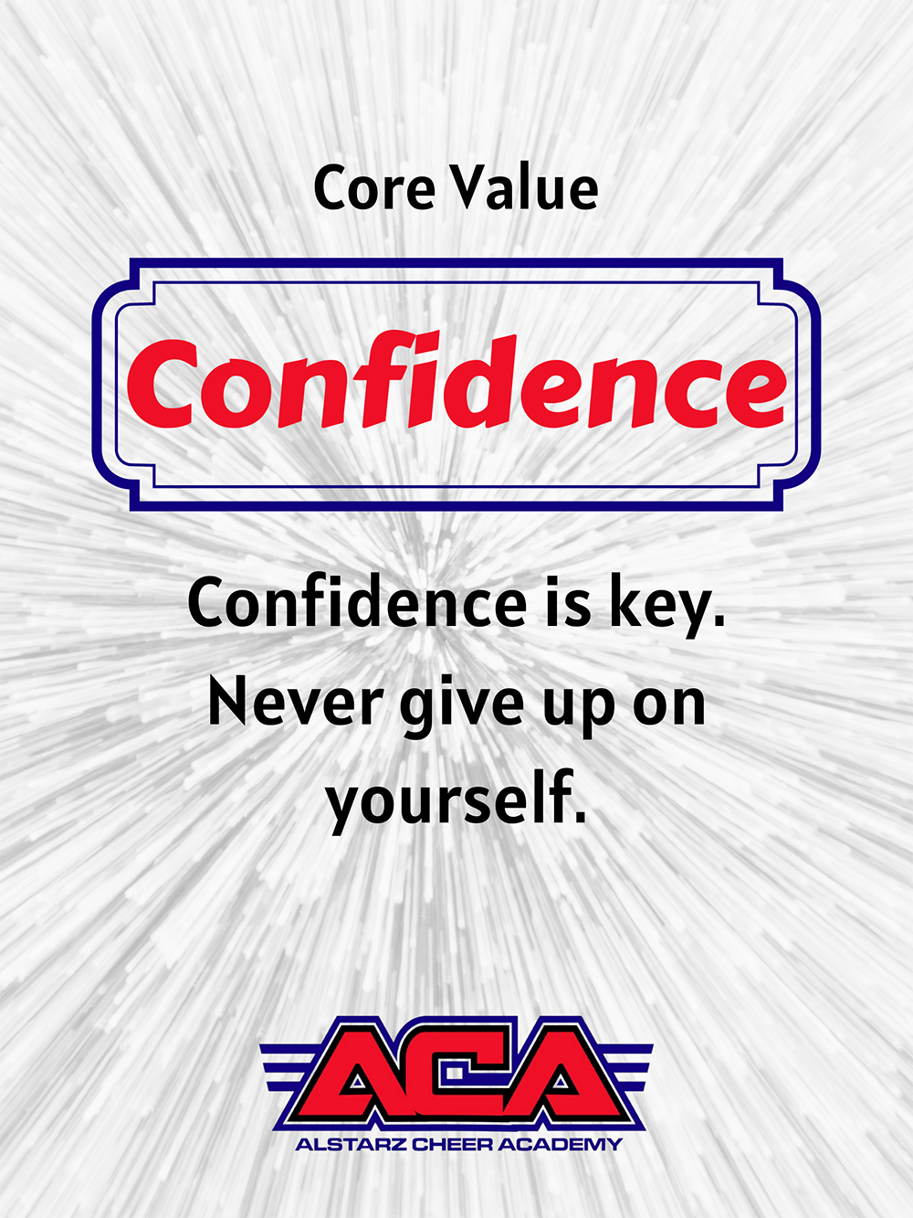 A poster that says confidence is key never give up on yourself