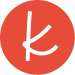 A red circle with a white letter k inside of it.