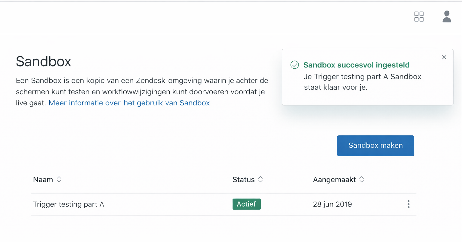 Zendesk sandbox