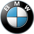 BMW logo with black circular border and blue-and-white quartered center