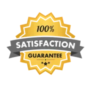 A sticker that says 100 % satisfaction guarantee