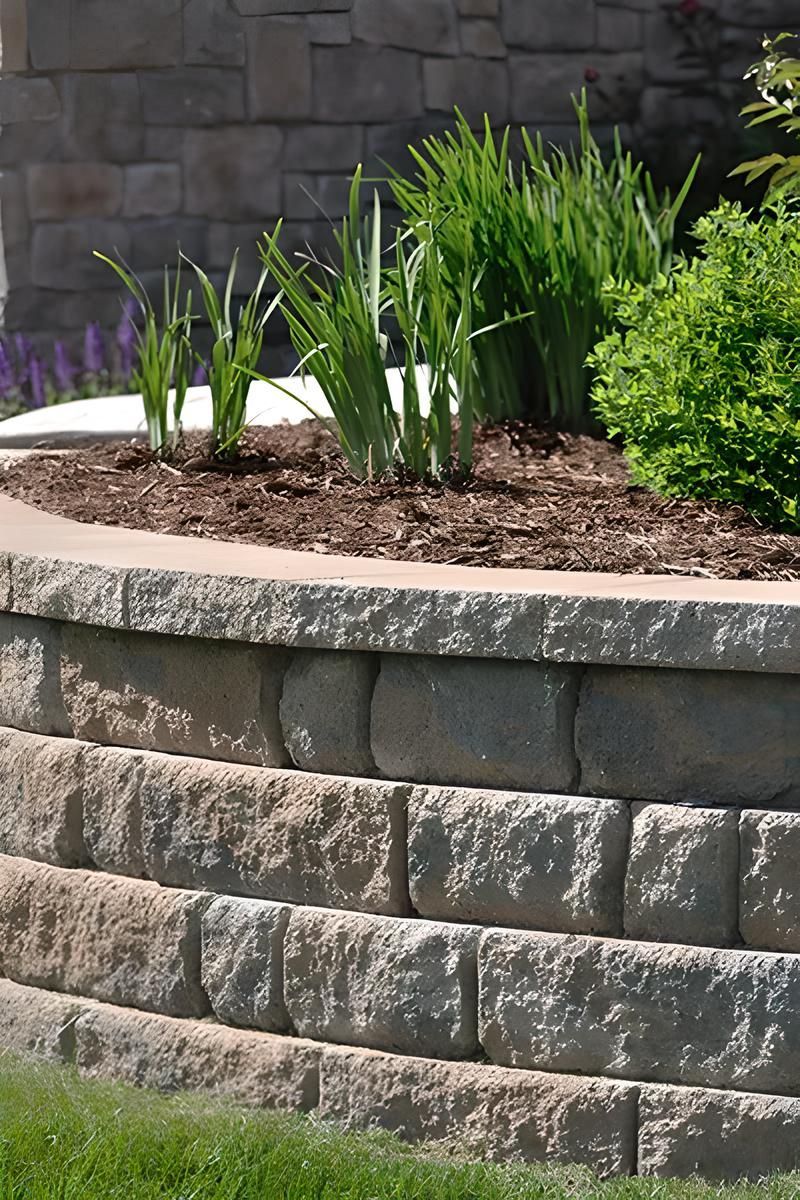 A stone wall with plants growing on it