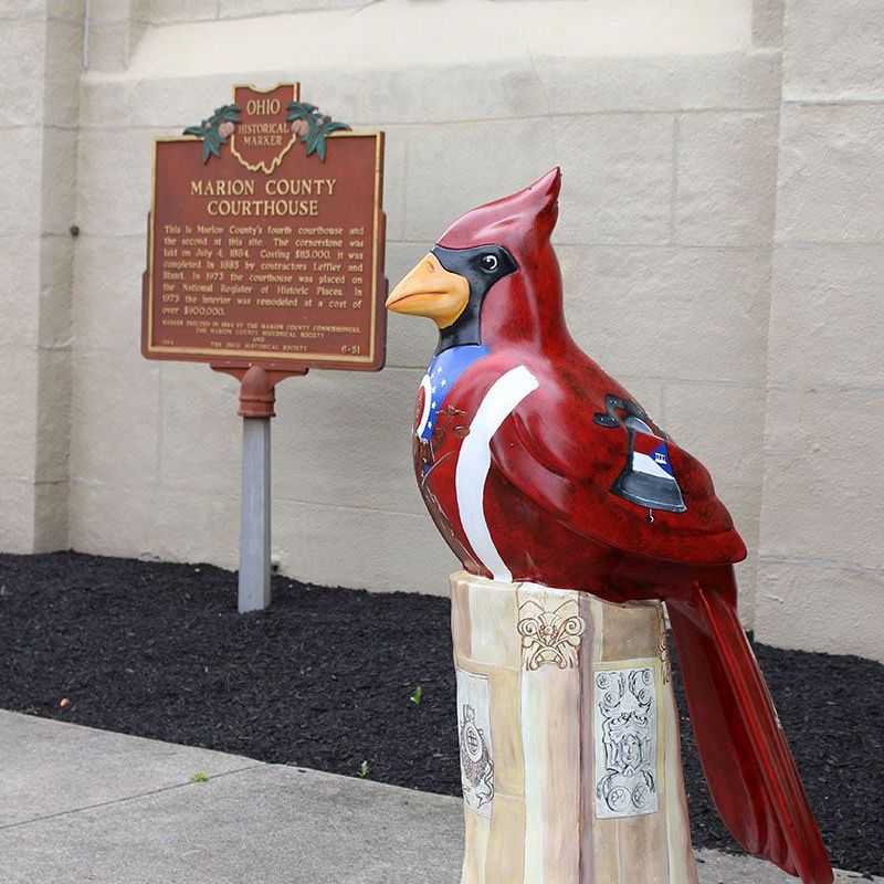 red cardinal statue