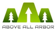 Green stylized mountain logo with pine trees and upward arrow above the words &ldquo;Above All Arbor&rdquo;