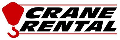 Crane Rental logo with black text, red crane hook icon, reg hairlines above and below text