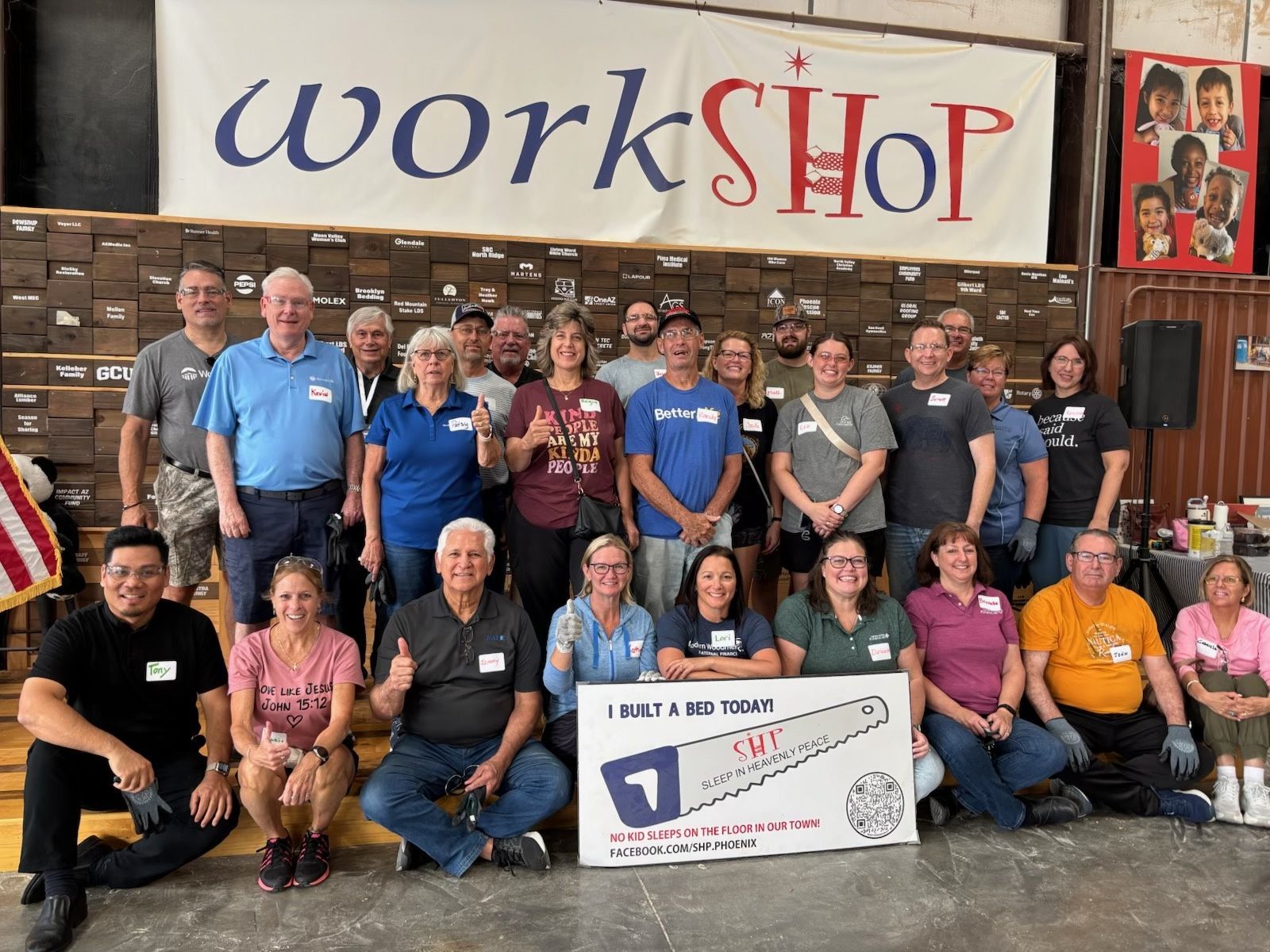 FFLC 2026 volunteers together at the Sleep in Heavenly Peace bed-building service project