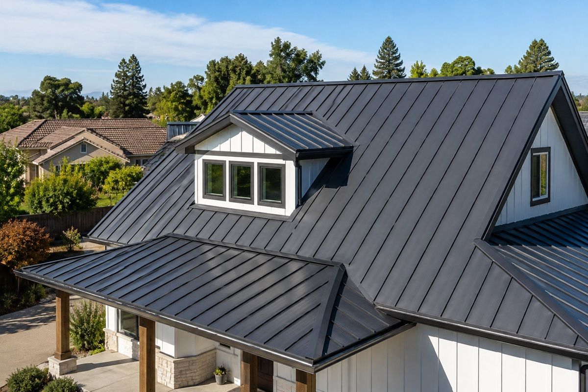 Standing seam metal roof installed during a recent replacement project