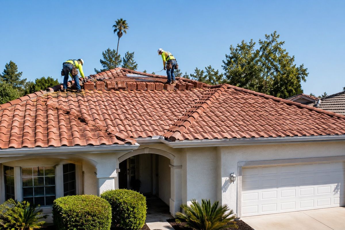 Tile roof replacement completed for a home in Los Banos