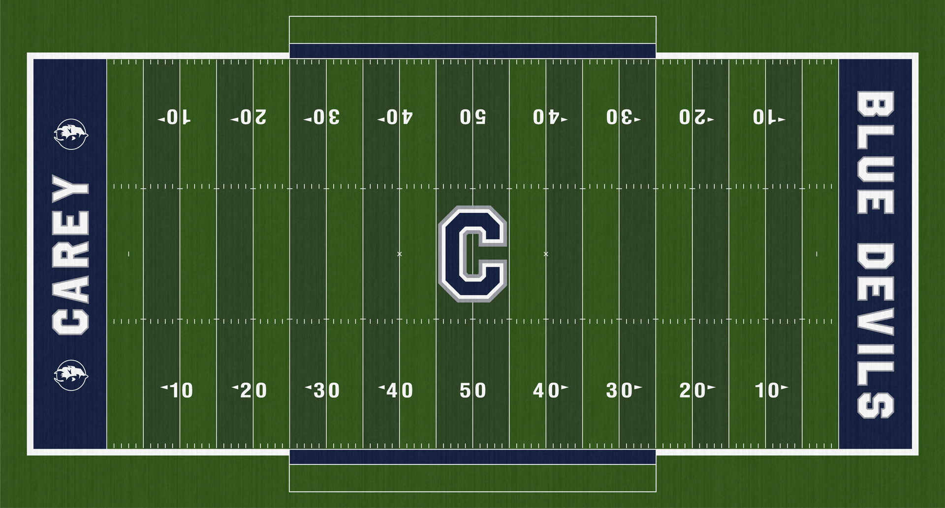 Wentling Field Carey High School Football turf Blue Devils