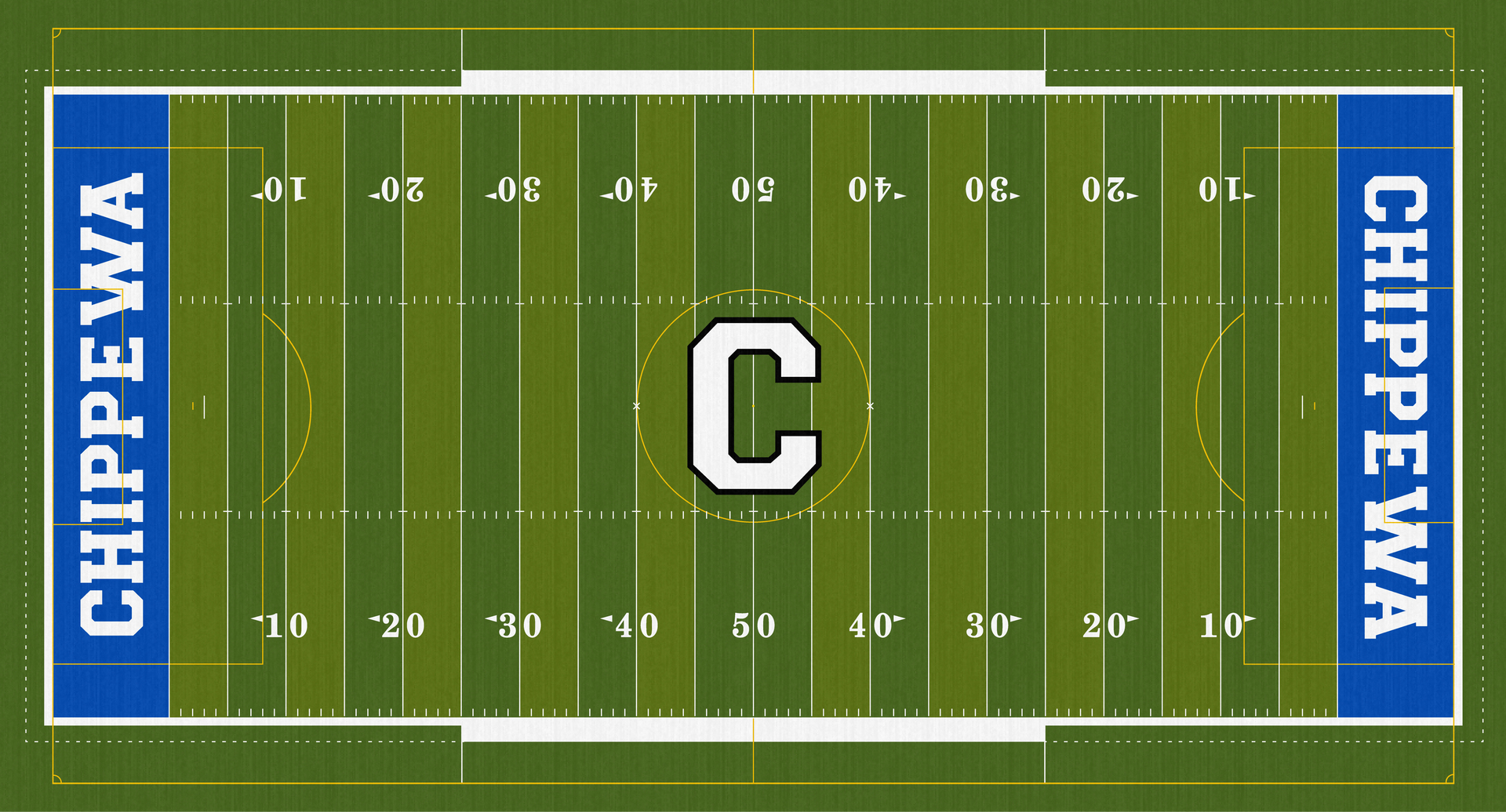 Chippewa Chipps Turf Football Field. Football field with 