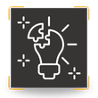 Lightbulb with missing puzzle piece, representing an idea or solution.