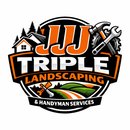 JJJ Triple Landscaping & Handyman Services logo with orange, black, and white tools and trees
