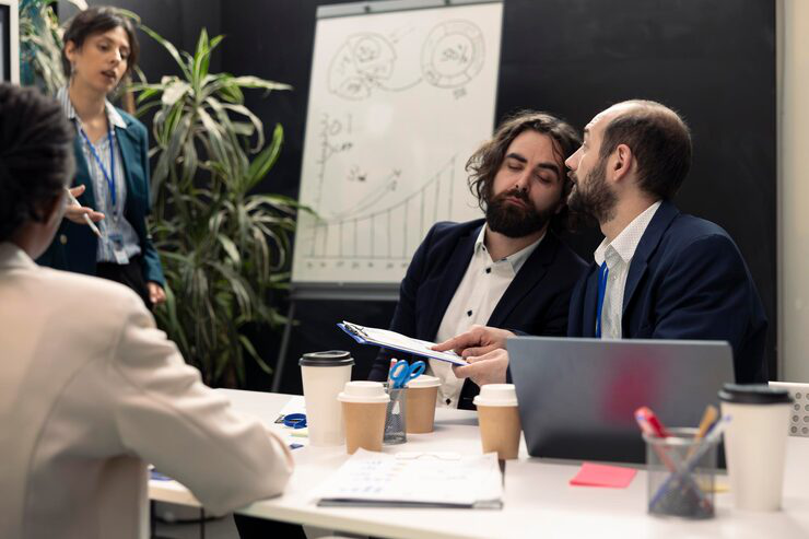 Leadership team discussing company growth, hiring and operational strategy during a business meeting