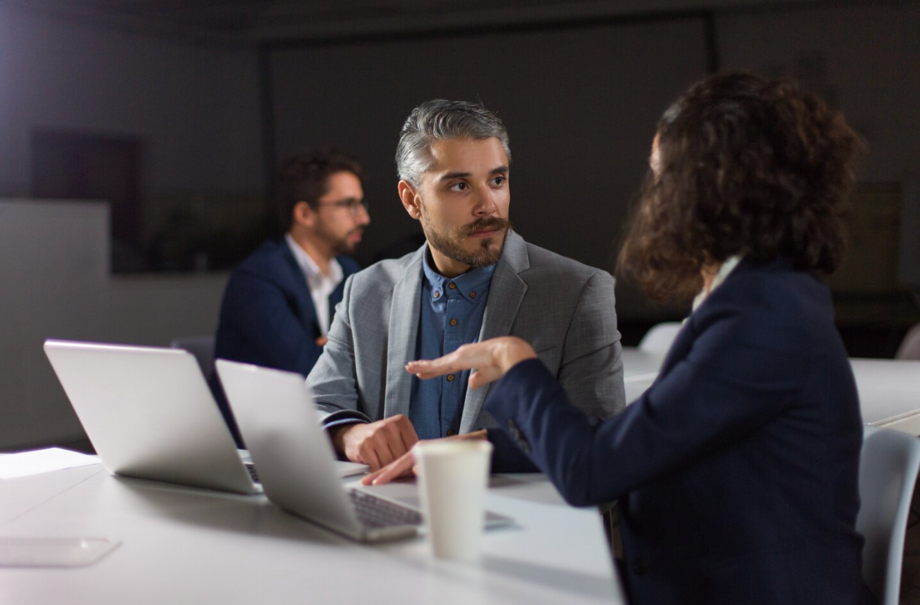 Client consulting with a corporate lawyer in Los Angeles.