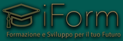 IForm logo with graduation cap icon and tagline “Formazione e Sviluppo per il tuo Futuro” on teal background