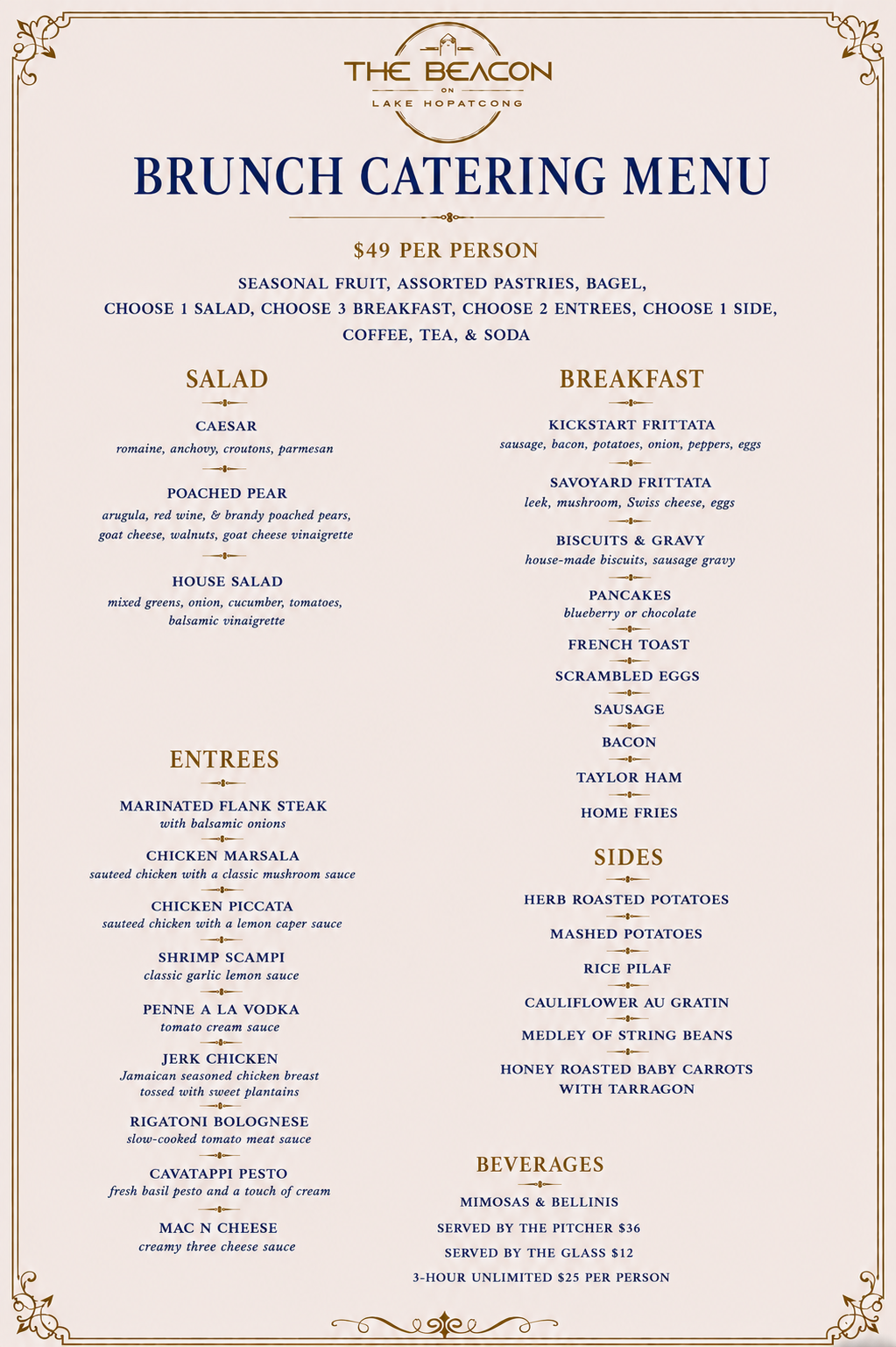 The Beacon Brunch Catering Menu