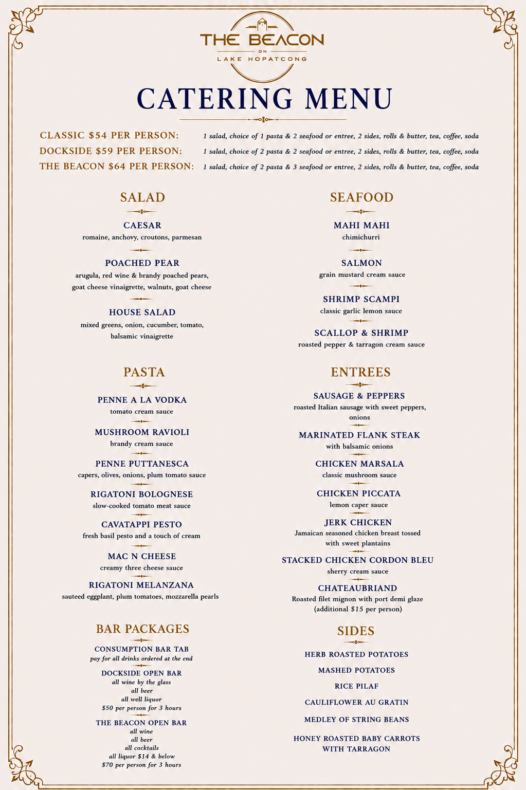 The Beacon Catering Menu
