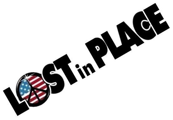 “LOST in PLACE” text logo with a stylized U.S. flag in the O