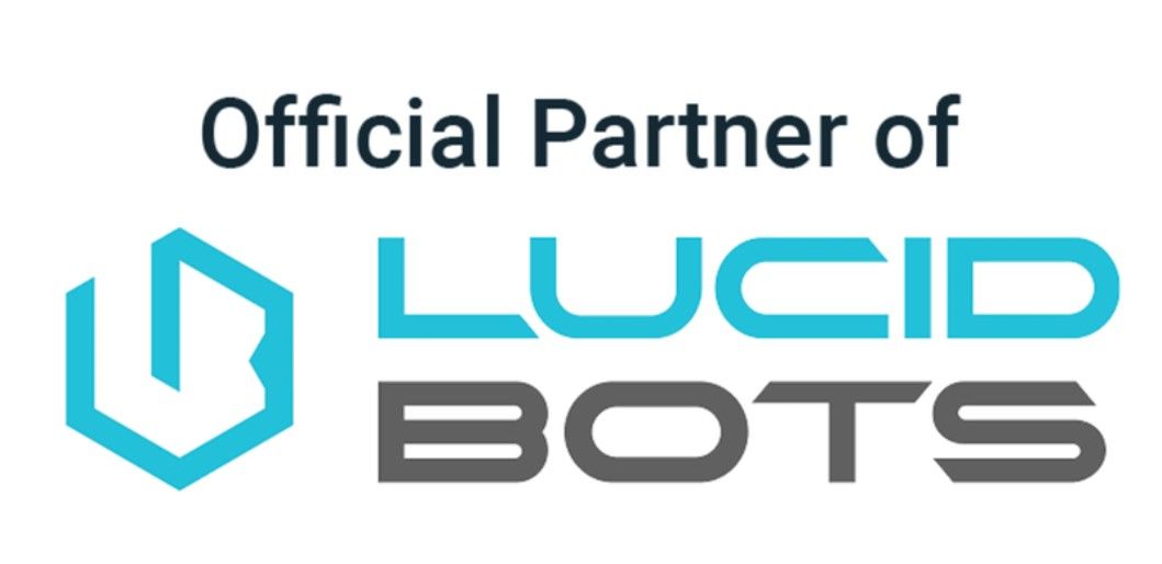 Official Partner of Lucid Bots logo in blue and gray on a white background