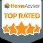 HomeAdvisor Top Rated badge with five orange stars.
