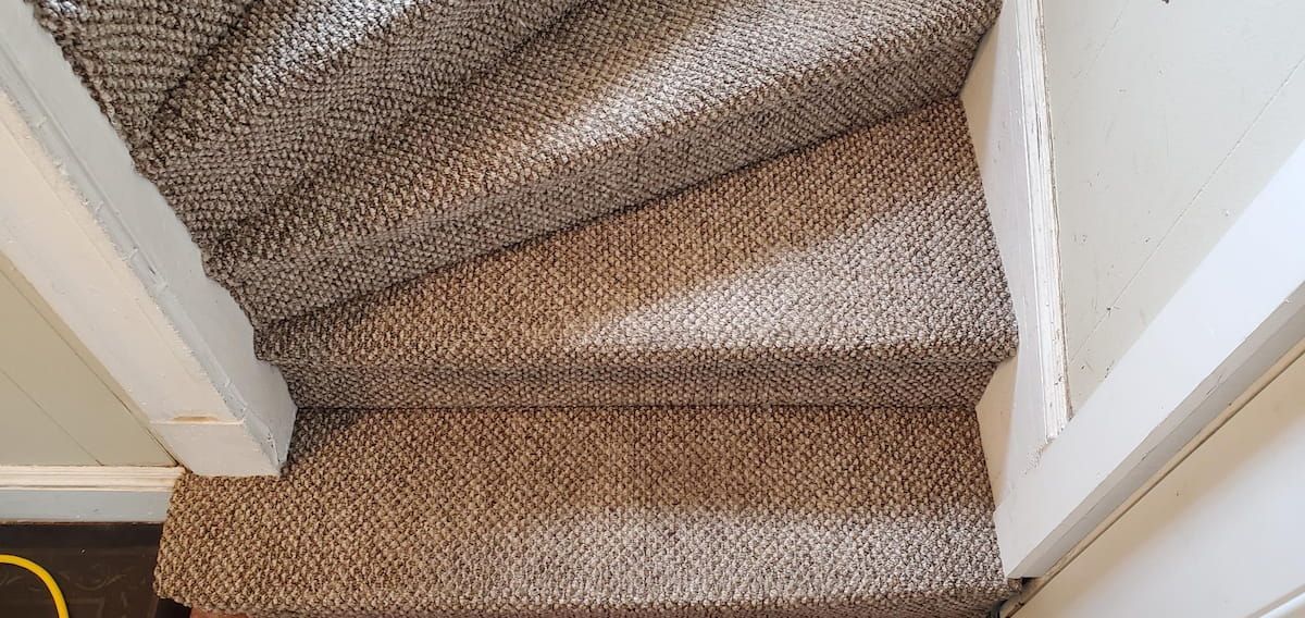 Clean staircase carpet after professional carpet cleaning in Waltham, MA