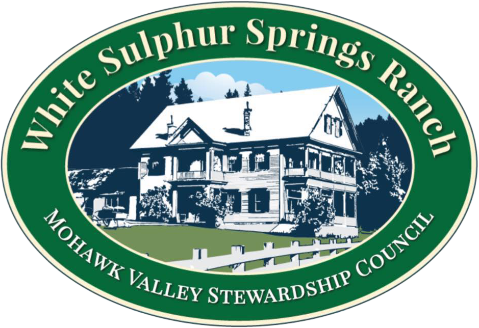 A logo for white sulphur springs ranch mohawk valley stewardship council