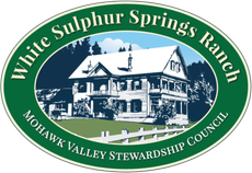 A logo for white sulphur springs ranch mohawk valley stewardship council