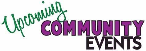 A sign that says `` upcoming community events '' on a white background.