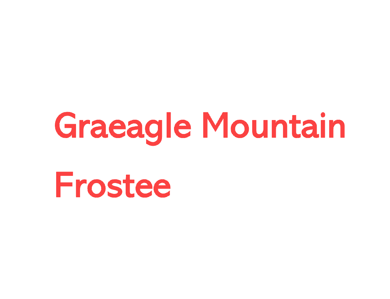 The logo for graeagle mountain frostee is red on a white background.