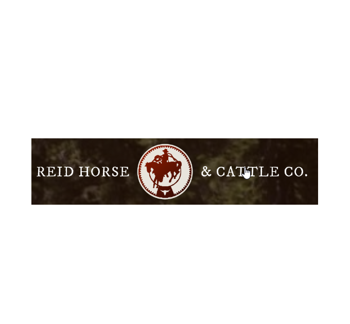 The logo for reid horse and cattle co. shows a man riding a horse.