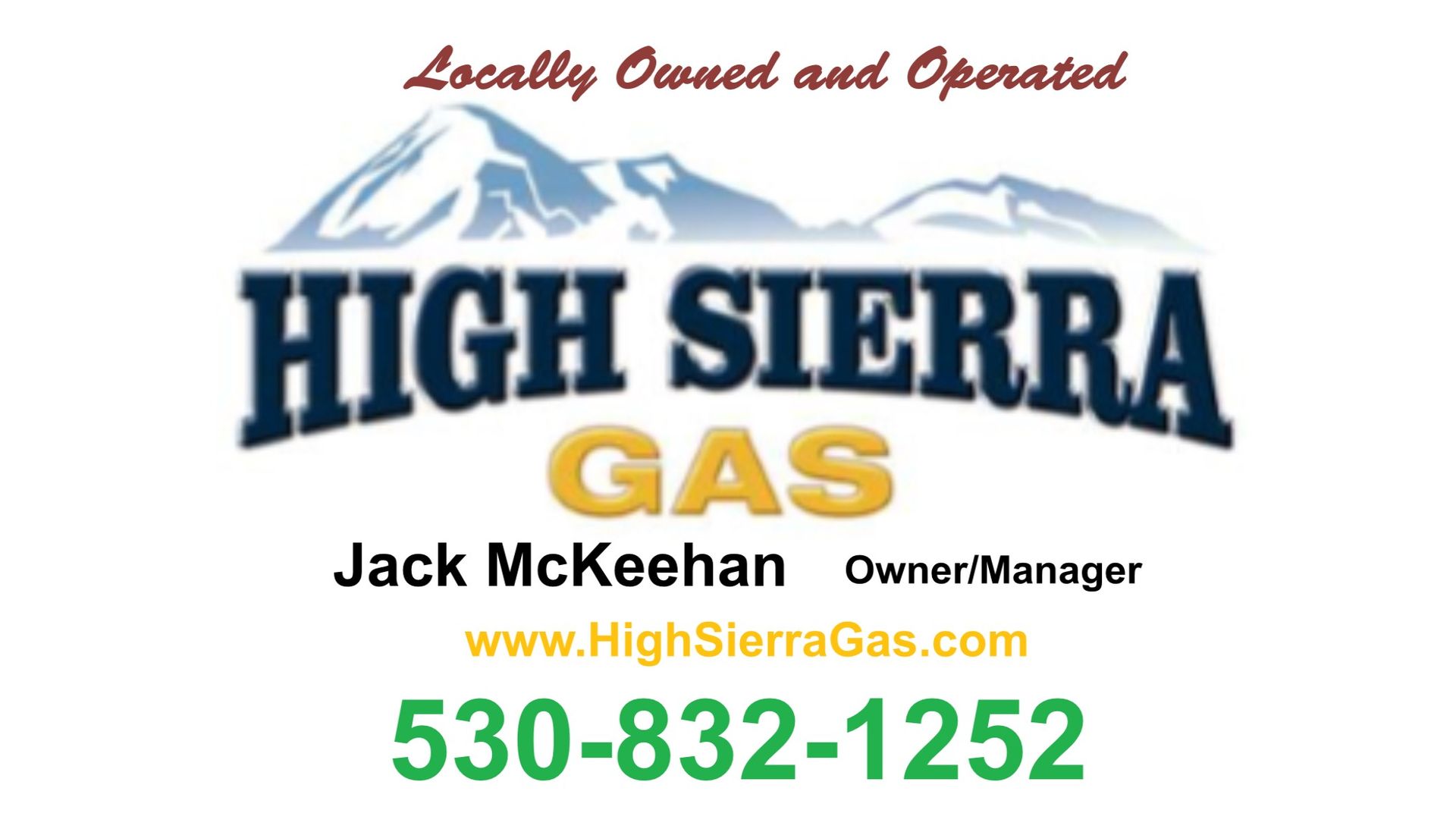 A logo for high sierra gas with a phone number