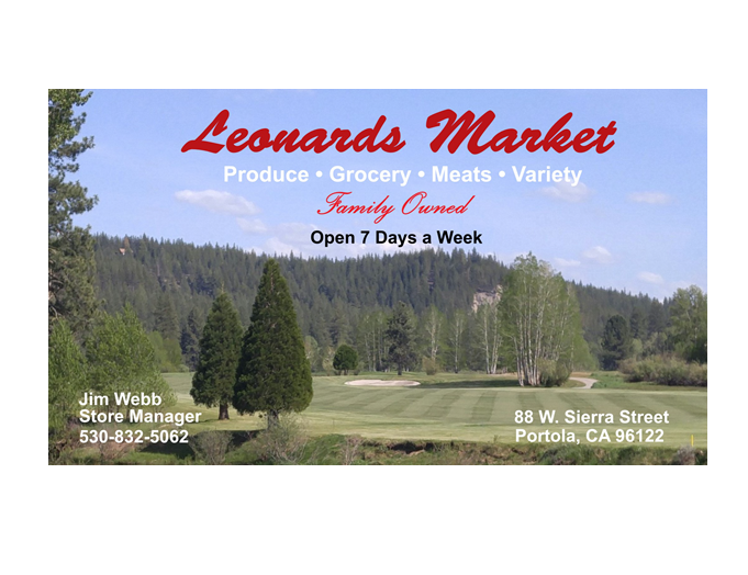 A business card for leonard 's market produce grocery meats variety