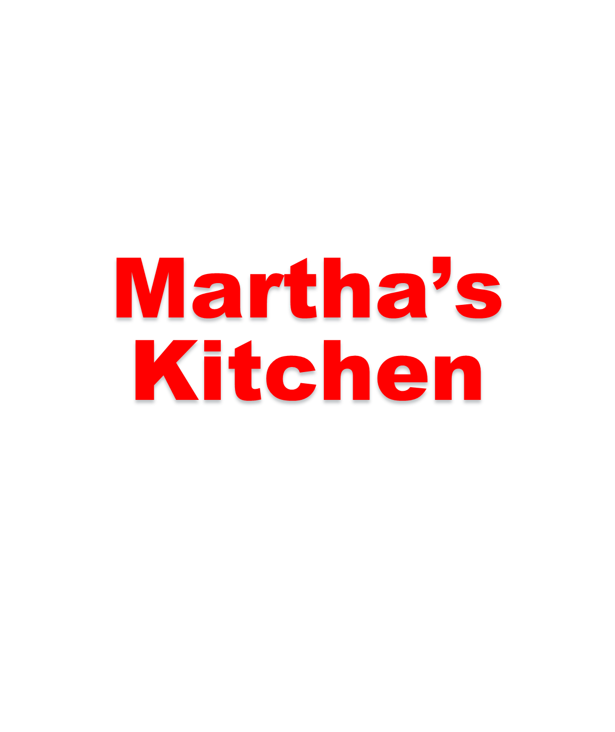 A red logo for martha 's kitchen on a white background