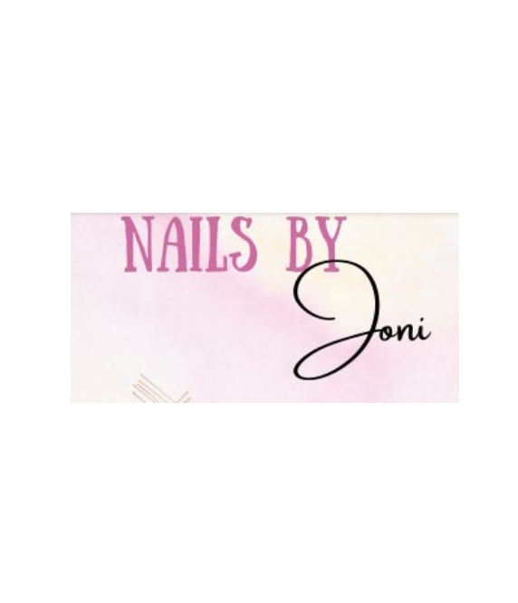 A pink and white logo for nails by joni