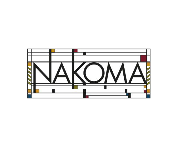 It looks like a stained glass window with the word nakoma on it.