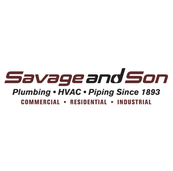 A logo for savage and son plumbing hvac piping since 1893