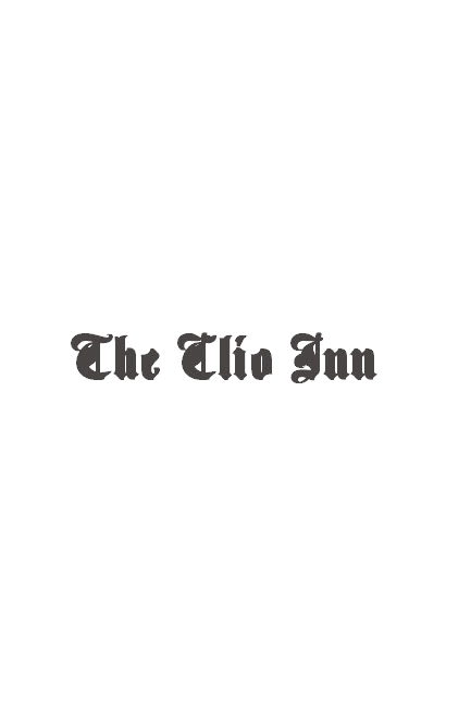 A black and white logo for the olio inn on a white background.