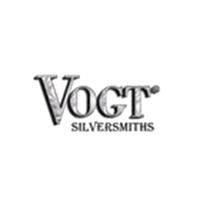 A logo for vogt silversmiths on a white background