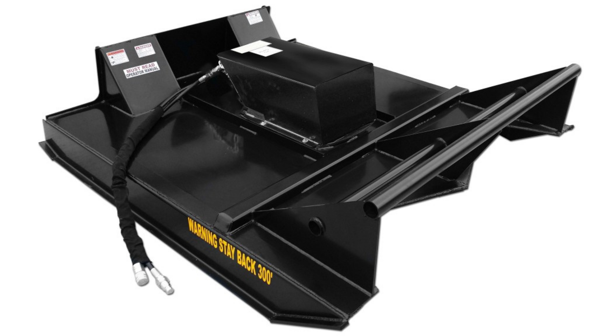 Black metal tractor attachment with curved tines for digging or mixing soil