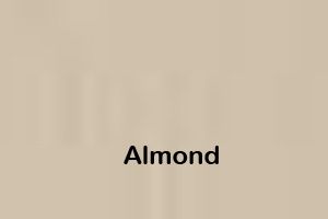 a beige background with the word almond written on it .