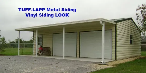 a tuff-lapp metal siding vinyl siding look garage