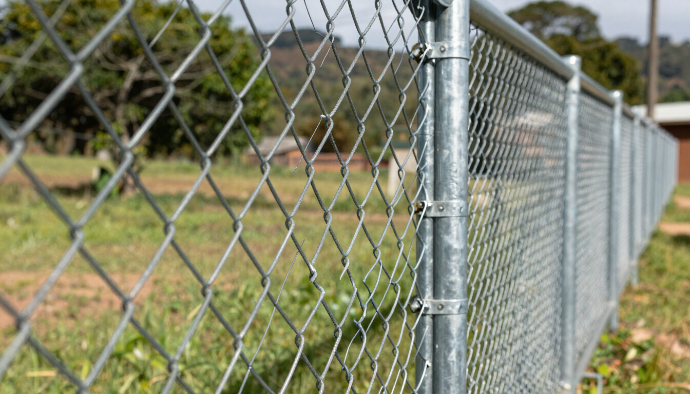 Malla eslabonada ideal para proyecto en Caldas con opciones de calibre, altura y acabado.