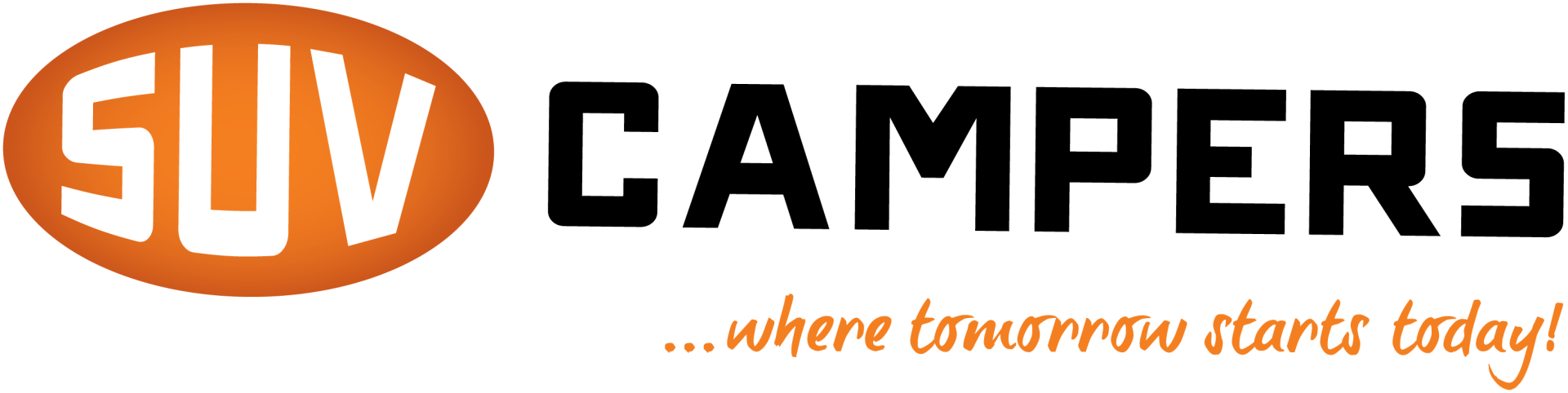 A logo for suv campers where tomorrow starts today