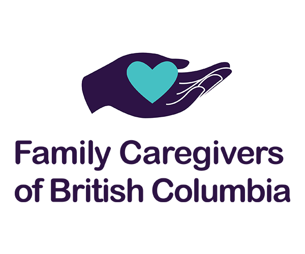 Le logo des aidants familiaux de la Colombie-Britannique montre une main tenant un cœur.