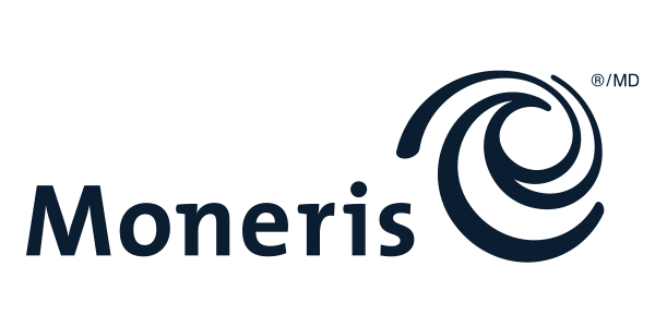 Un logo Moneris avec un tourbillon au milieu