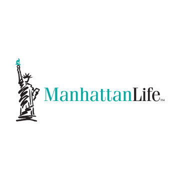 A manhattan life logo with a statue of liberty on a white background.
