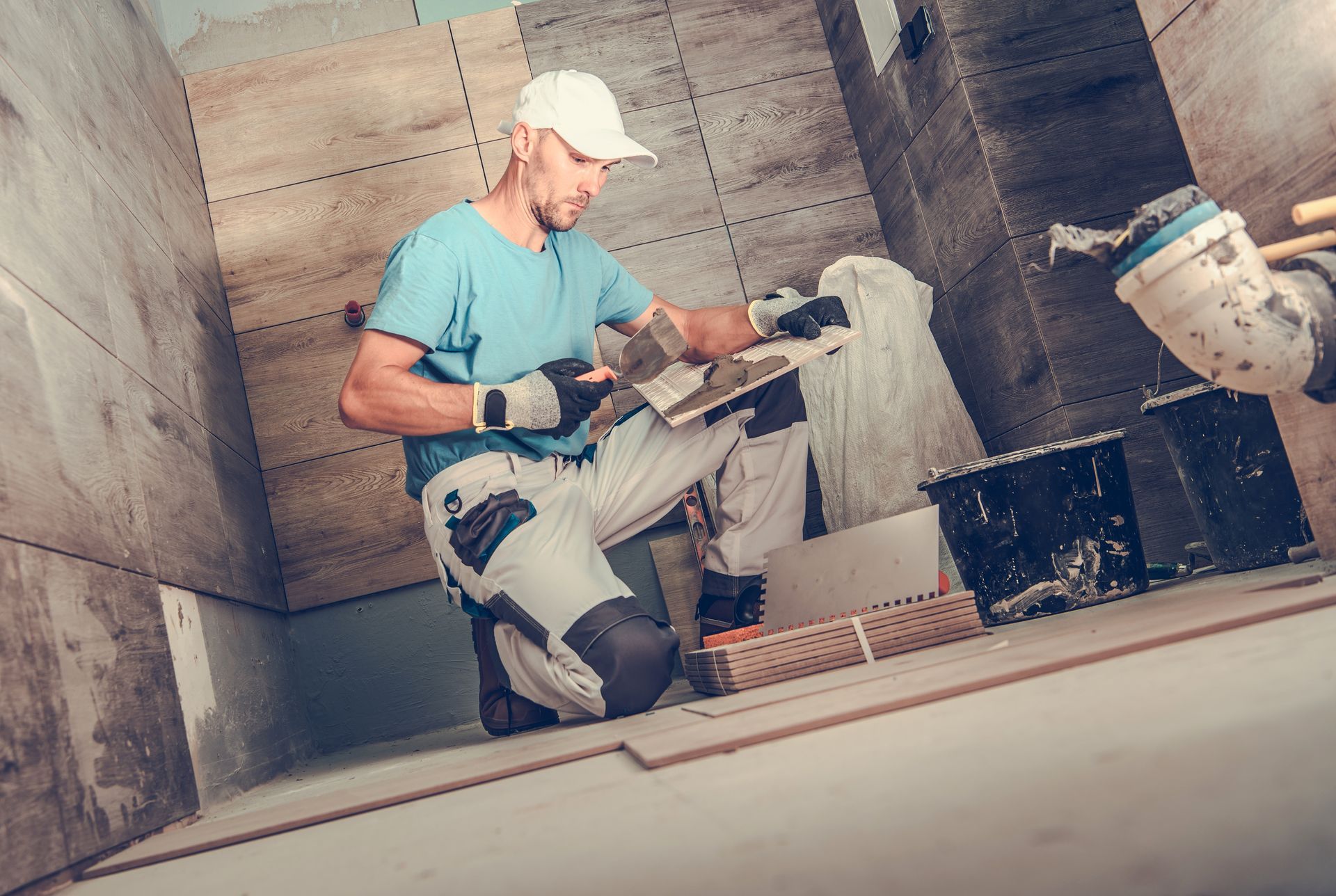 installing bathroom tiles