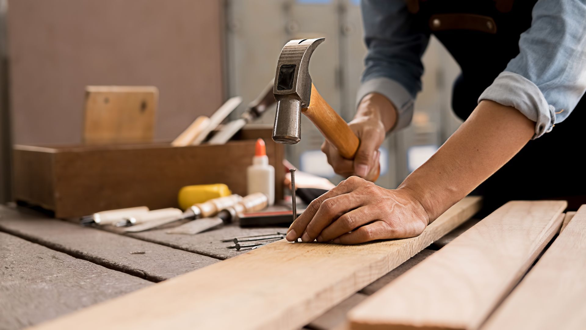 hammering a nail