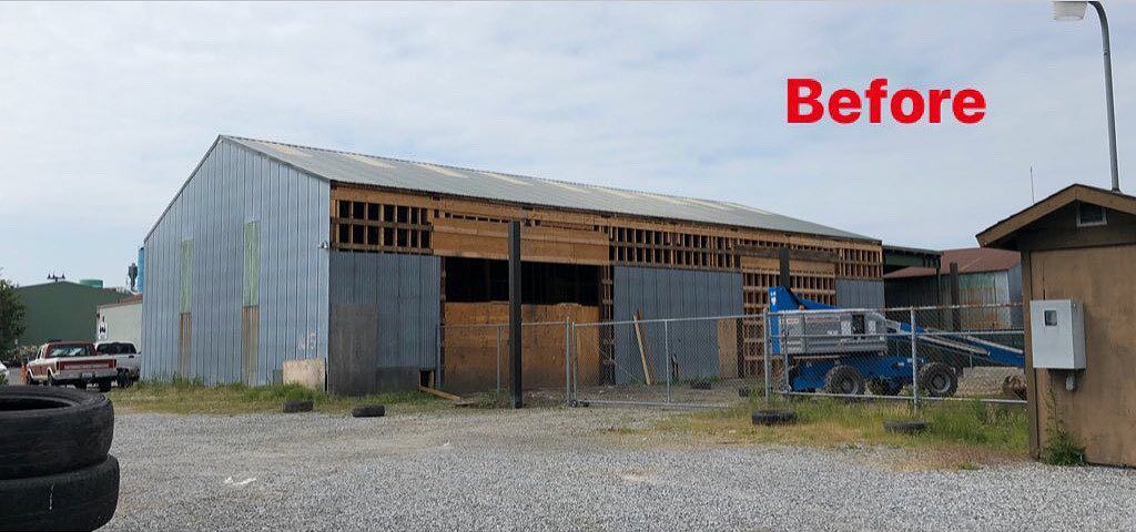 A picture of a building before being remodeled